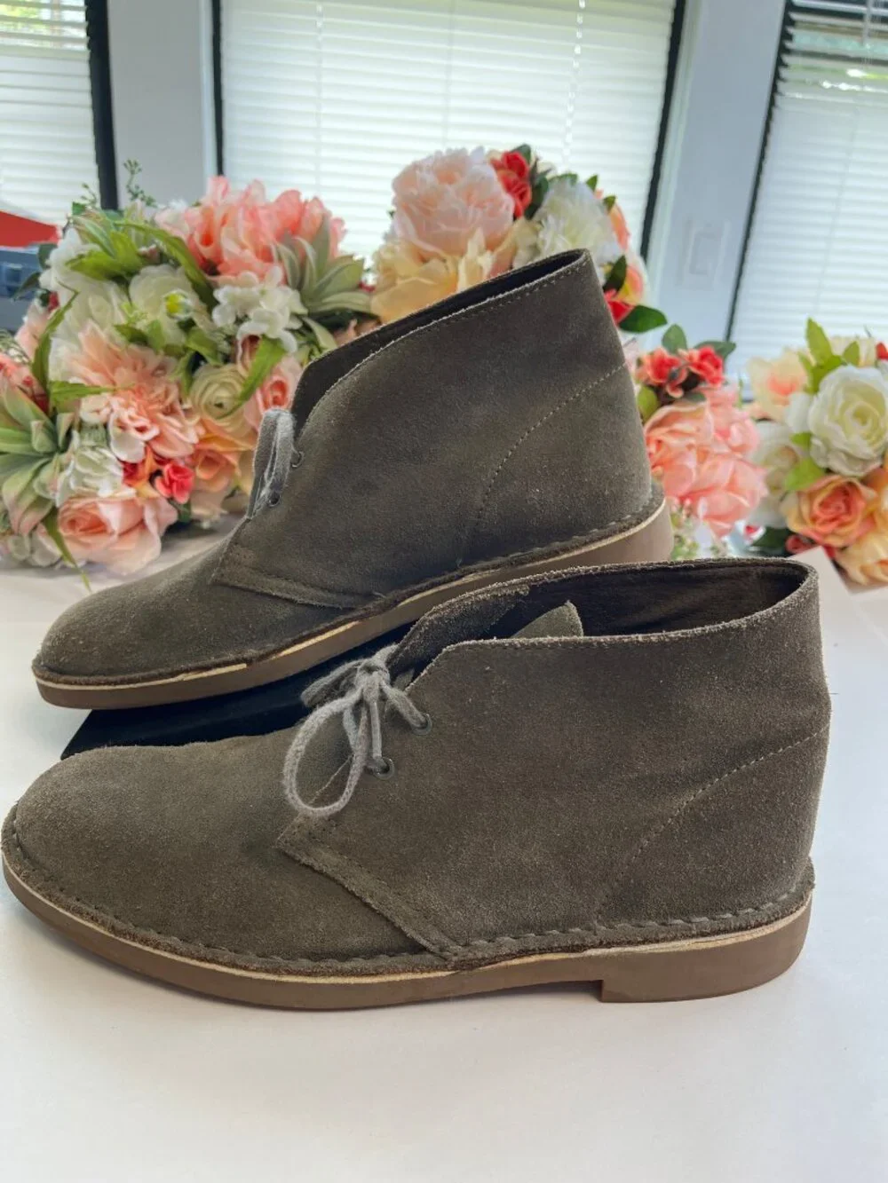 Clarks Bushacre 2 Chukka Boots Olive Suede Lace Up Size 9.5M